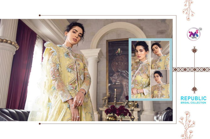 M3 Republic Bridal Coll Premium Fancy Festive Wear Heavy Net Butterfly Net Embroidered Salwar Suit Collection
