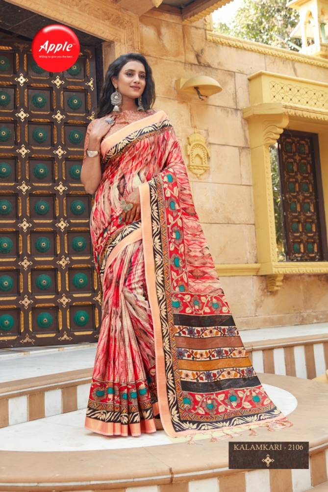 Apple Kalamkari 21 Latest Fancy Designer Casual Wear Soft Cotton Digital Printed Saree Collection
