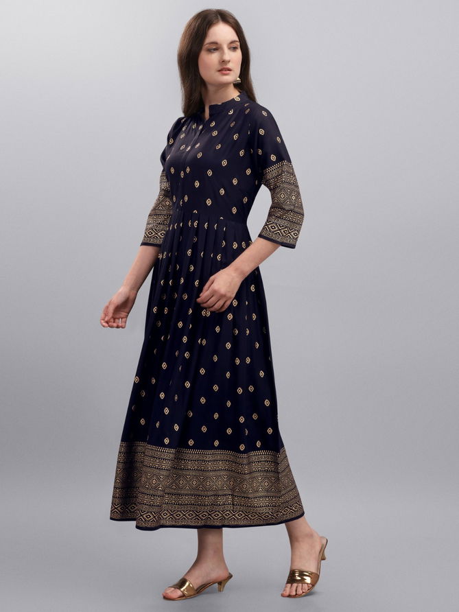 Manvi 1 Designer Latest Fancy Ethnic Wear Flair Rayon Printed Kurti Collection
