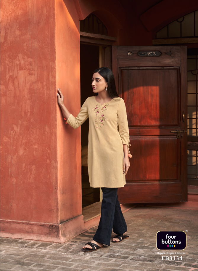 Tulip 3 By Four Button Short Kurtis Catalog