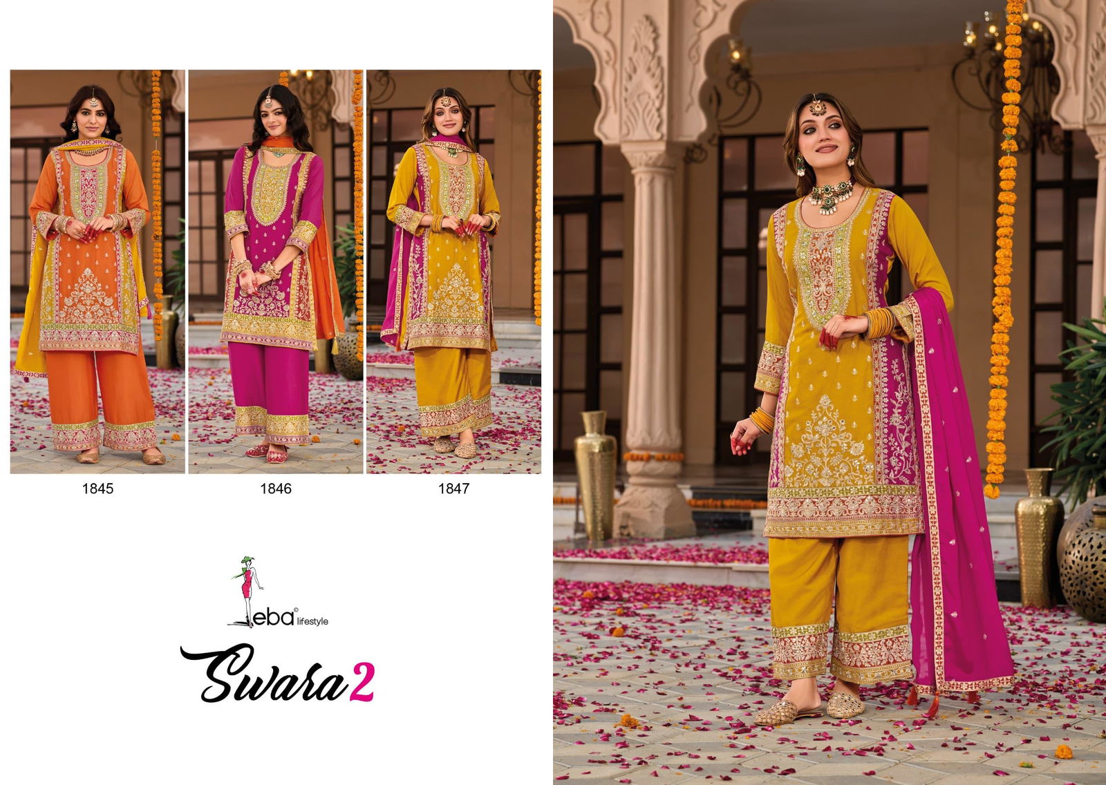 Swara 2 By Eba Chinon Emboidery Readymade Suits Suppliers In India