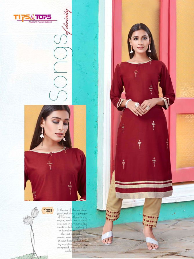 Tips & Tops Maisha Latest Designer Casual Wear Heavy Rayon Kurtis With Pant With Work Collection 