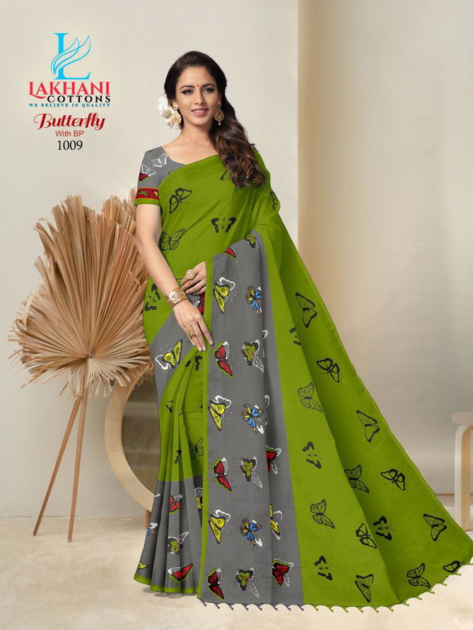 Lakhani Butterfly Pure Cotton Latest Printed Casual Wear Designer Cotton saree Collection
