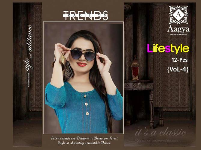 Aagya Lifestyle 4 Latest Ethnic Regular Wear Designer Rayon Kurtis Collection