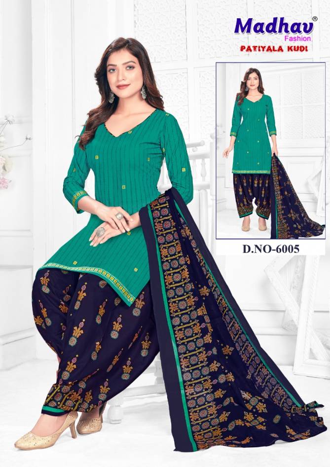 Madhav Fashion Patiyala Kudi 6 Cotton Printed Casual Wear Dress Material Collection

