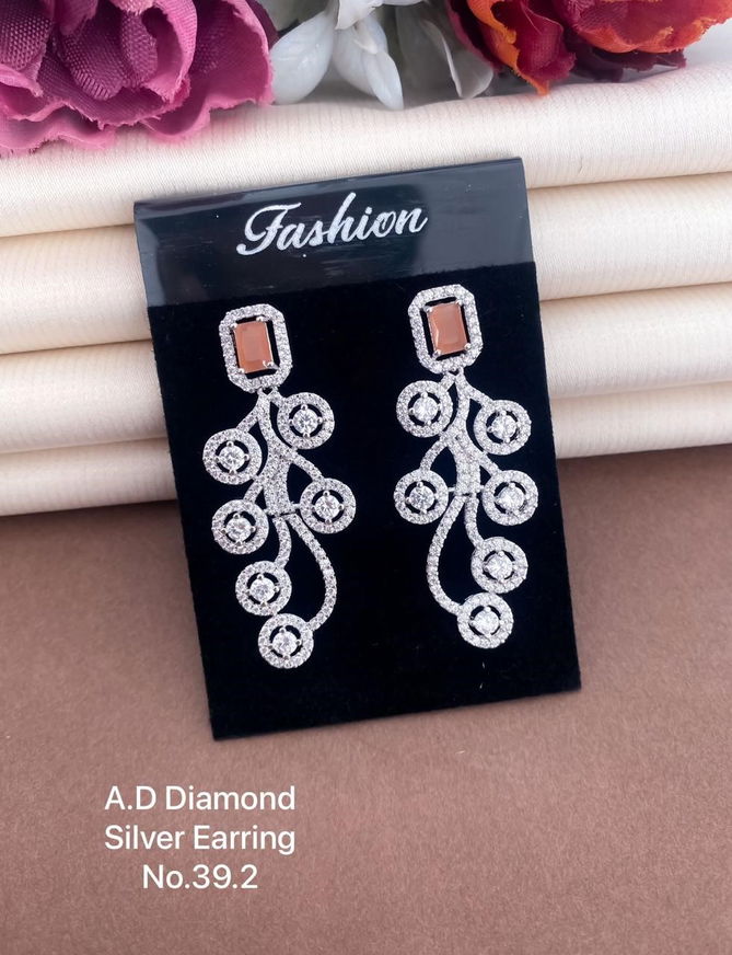 Ad Diamond Silver Earring Wholesale Online