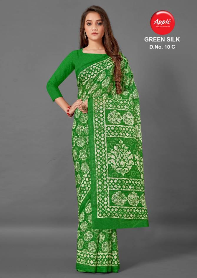 Apple Green Silk 10 Casual Wear Printed Art Silk Designer Saree Collection
