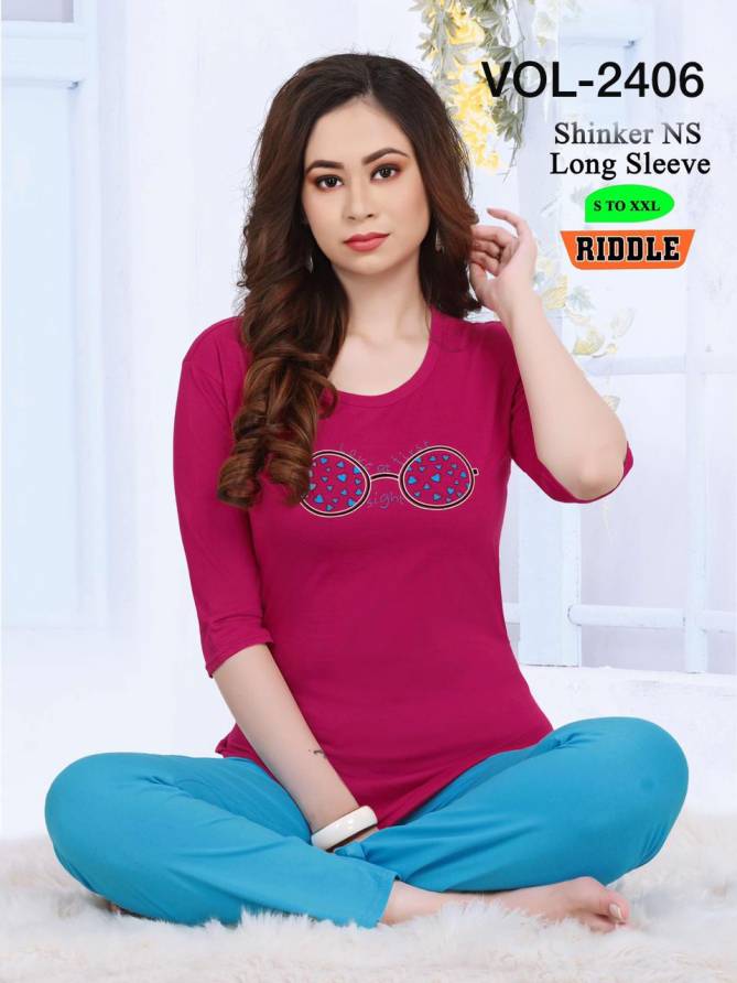 Ft Riddle Shinker Nx Long Sleeve 2406 Fancy Designer Hosiery cotton Night Suits Collection
