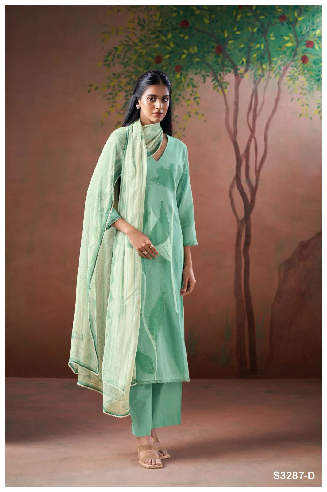 Elauna 3287 By Ganga Cotton Linen Printed Dress Material Suppliers In India