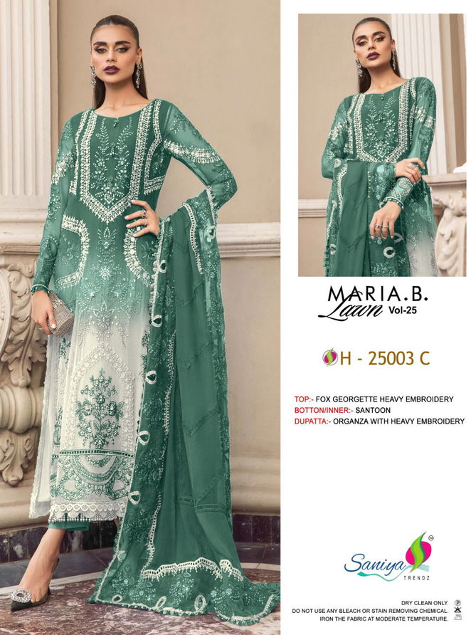 Maria B Lawn Vol 25 By Saniya Heavy Georgette Pakistani Suits Suppliers in India
