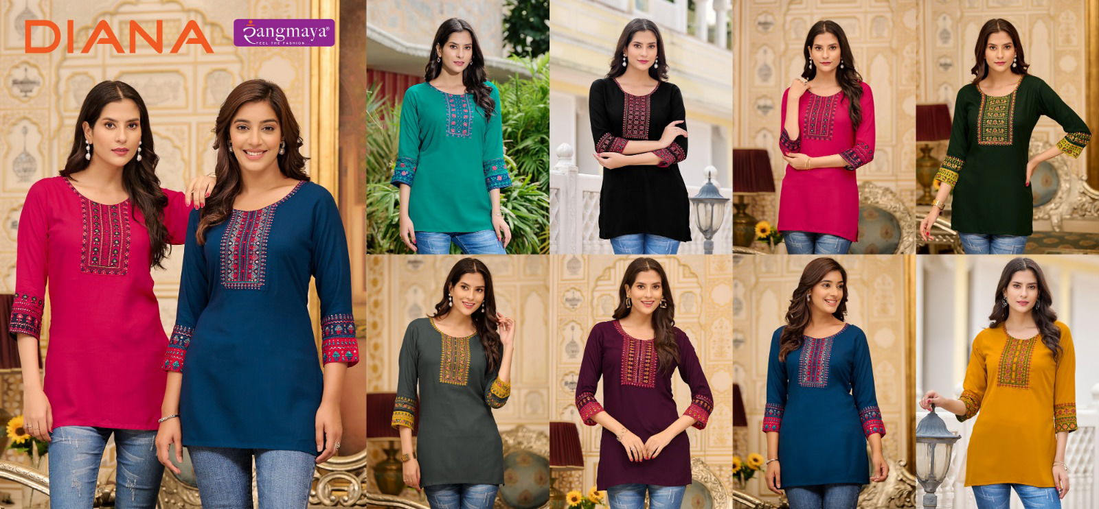 Diana By Rangmaya Rayon Tunic Ladies Top Wholesale Market In India