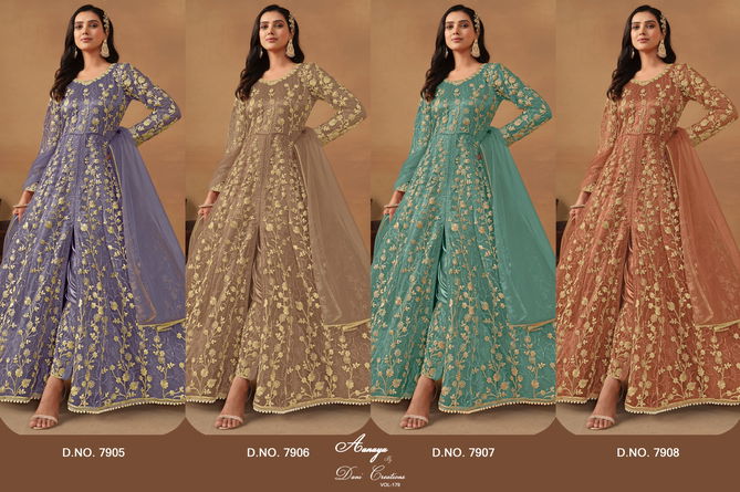 Aanaya Vol 179 New Colours By Dani Creations Designer Net Bulk Salwar Suit Orders In India