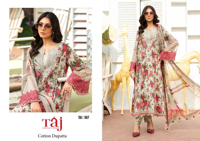 Taj 567 And 568 Cotton Embroidery Pakistani Suits Wholesale Shop In Surat