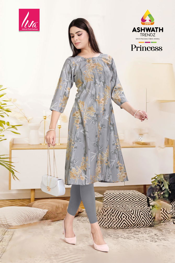 Princess Stylish Chanderi Foil Printed Kurti Wholesale Price In Surat