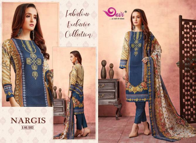 Devi Fashion Nargis Pure Lawn Karachi Cotton Printed Casual Wear Dress Material Collection
