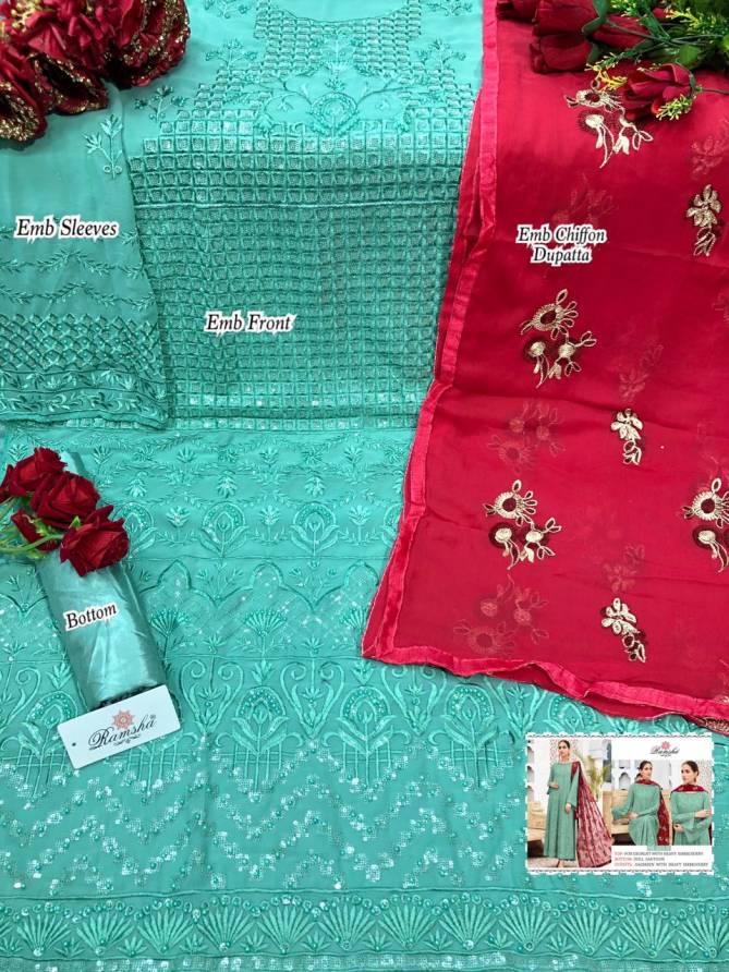 Ramsha R 305 Nx Festive Wear Georgette With Heavy Work  Pakistani Salwar Kameez Collection
