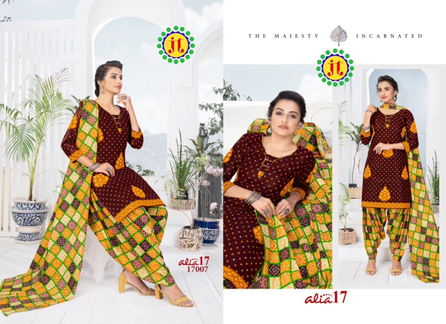 JT Alia 17 Regular Wear Designer Bandhani Printed Cotton Drees Material  Collection

