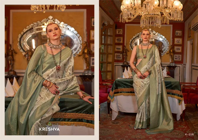 Saatvik Vol 3 By Kreshva Tusser Silk Digital Printed Sarees Wholesale In India