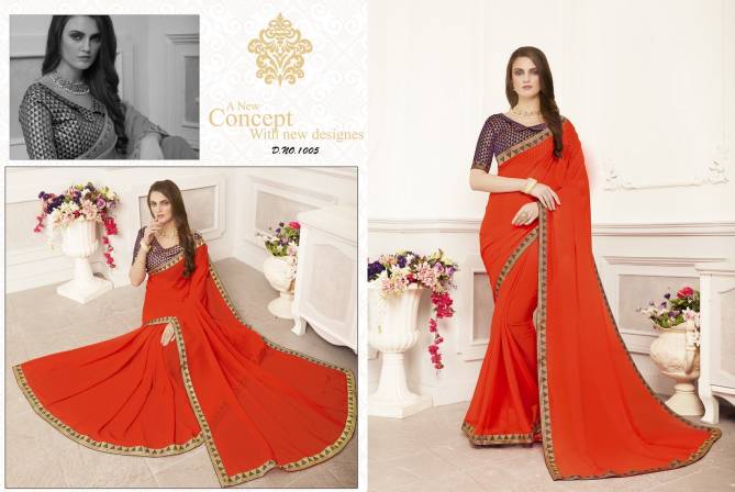 Keshvi Latest Festive Wear Georgette Plain Saree With Beautiful Border Designer Collection 