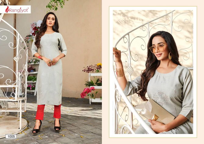 Rangjyot Manjula 1 Latest Fancy Designer Heavy Rayon Casual Wear Kurti With Bottom Collection
