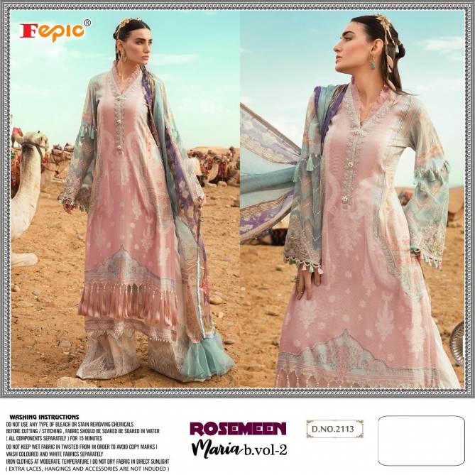 Fepic Rosemeen Maria B 2 Latest Designer Festive Wear Heavy Rayon Printed With Embroidery Patches Pakistani Salwar Suits Collection