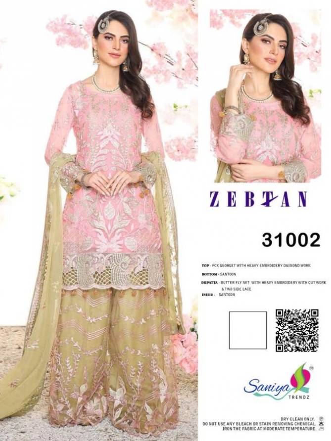 Saniya Zebtan Latest Heavy Embroidery and Handwork Designer Pakistani Dress Material Collection 