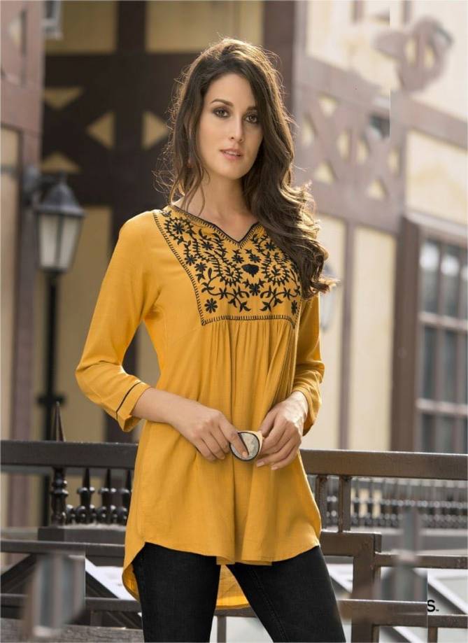 Suhani Classic Rayon Slub Cottan With Classic embroidery work Ethnic Wear Ladies Top Collection
