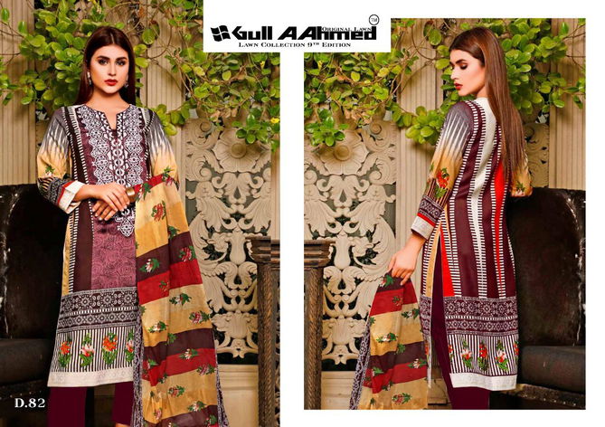 Gul Ahmed 9 Latest Fancy Designer Casual Wear Pure Lawn Karachi Dress Materials Collection
