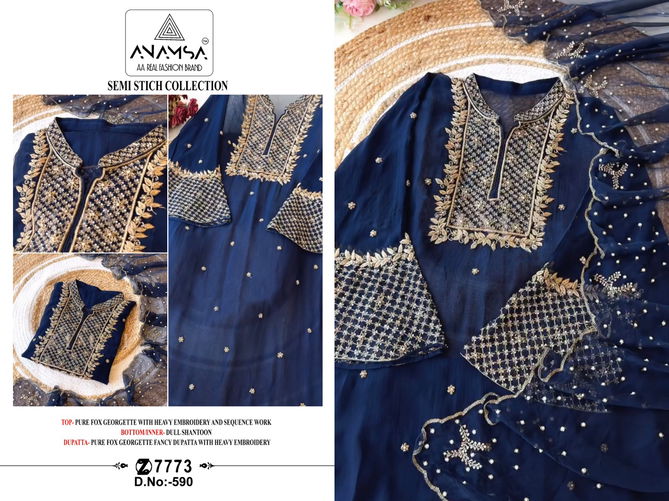 Anamsa 590 Faux Georgette Embroidery Pakistani Suit Wholesalers In Delhi