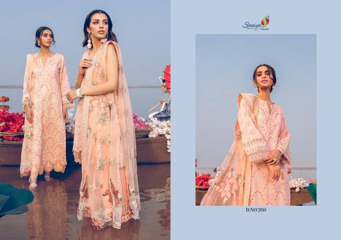  IZNIK SANIYA TRENDZ Latest Fancy Festive Wear Pure Cambric chickenkari  Heavy Embroidered Salwar Suit Collection
