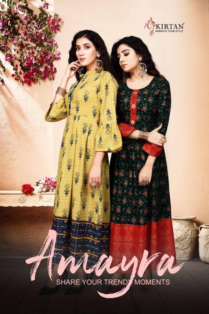 Kirtan Amayra Fancy Designer Ethnic Wear Rayon Anarkali Long Kurti Collection
