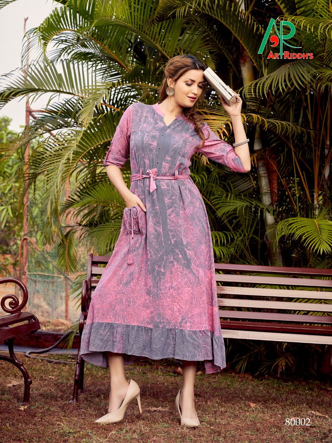 Art Riddhs Chaitanya Maxi Party Wear Style Rayon Kurti Collection
