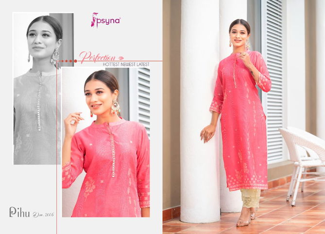 Pihu 2 By Psyna Chanderi Silk Designer Kurti With Bottom Catalog