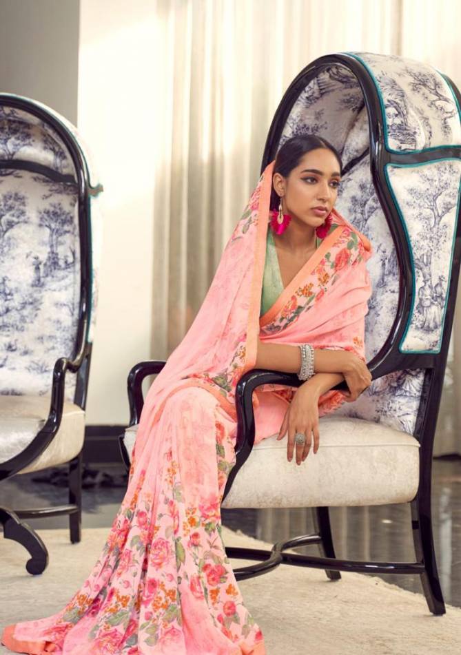 Kashvi Arth Silk Latest fancy regular Casual Wear Printed Georgette With Border Saree Collection
