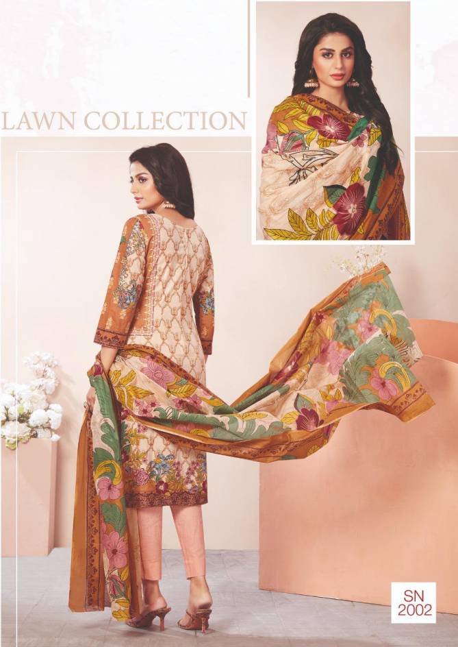 Aarvi Nur Lawn Collection 2 Printed Cotton Dress Materials Collection
