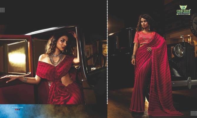 Sanskar Lahera New Fancy Party Wear Chiffon Designer Saree Collection