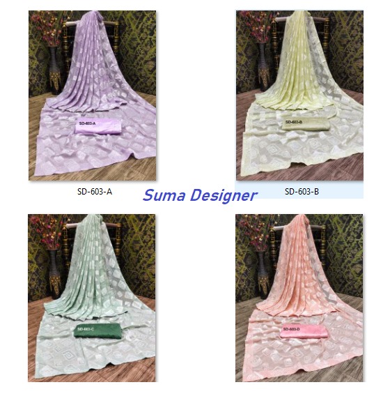 SD 603 A To SD 603 D by Suma Designer Jacquard Butta Wholesale Saree Manufacturers