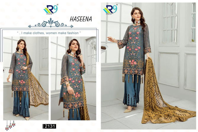 R9 Haseena Latest Designer Collection Of Faux Georgette Pakistani Salwar Suit With Embroidery Work And Handwork 