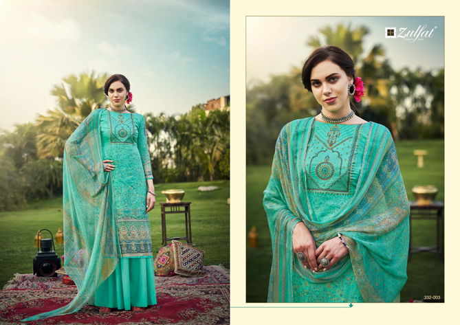 Zulfat Hasrat Pure Latest fancy Designer Casual wear Pure Jam Cotton Digital Style Print with Heavy Fancy Embroidery work Dress Material Collection
