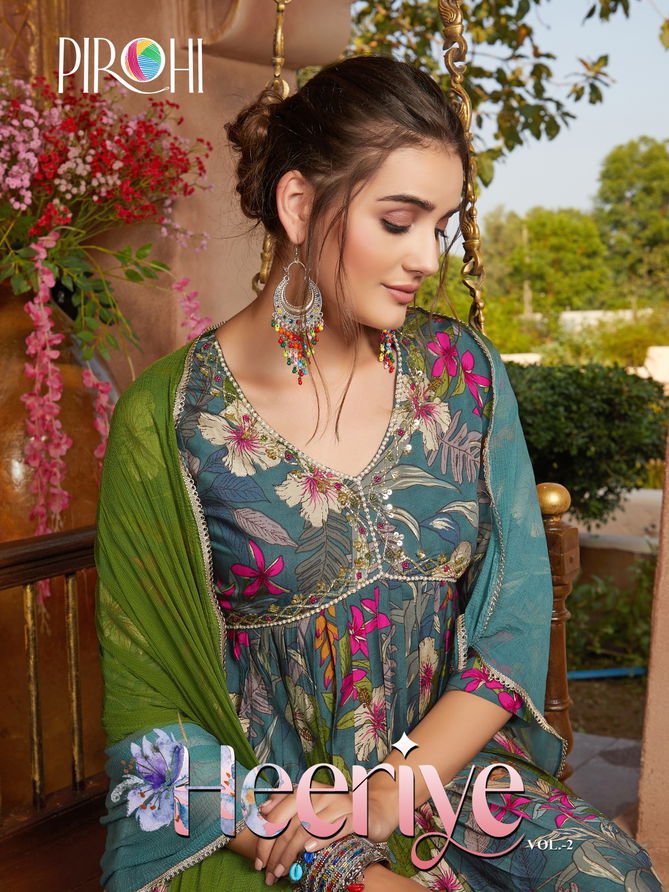 Heeriye Vol 2 By Pirohi Masleen Print Kurti With Bottom Dupatta