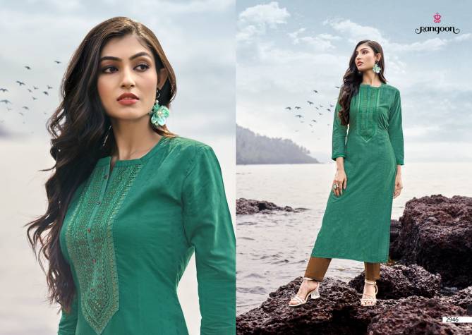 Rangoon Latest Fancy Designer Ethnic Wear Lining Silk With Work Long Kurti Collection