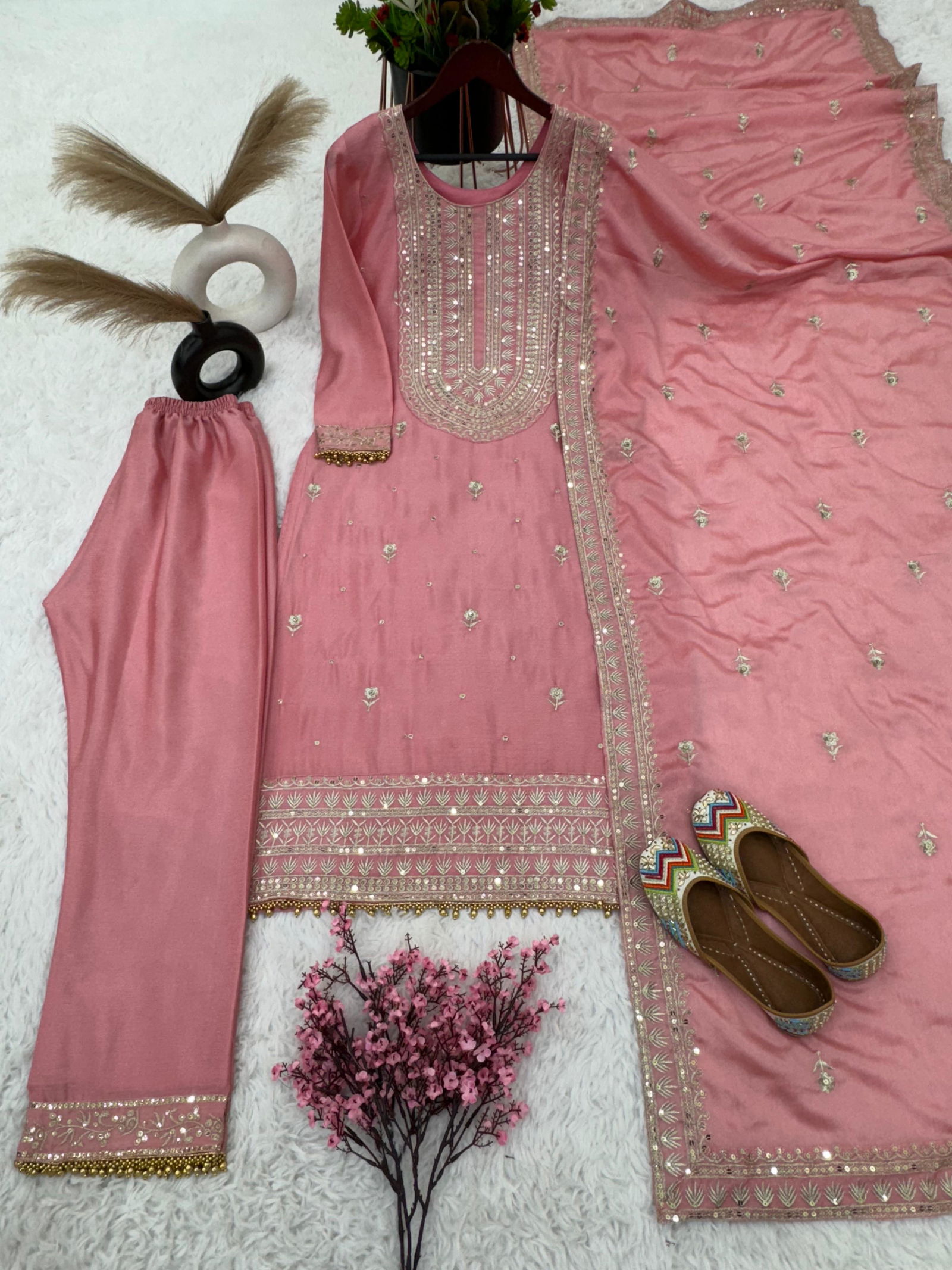 Nsr 814 Designer Pure Heavy Chinnon Silk Readymade Suit Manufacturers