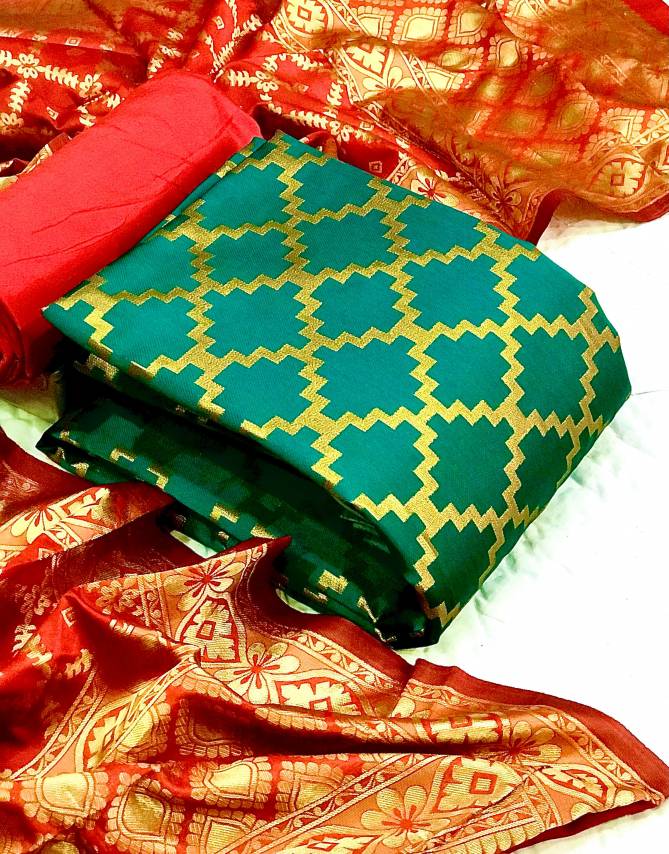 Banarasi Silk Dress 40 Fancy Latest Designer Casual Wear Banarasi Silk Dress Material Collection
