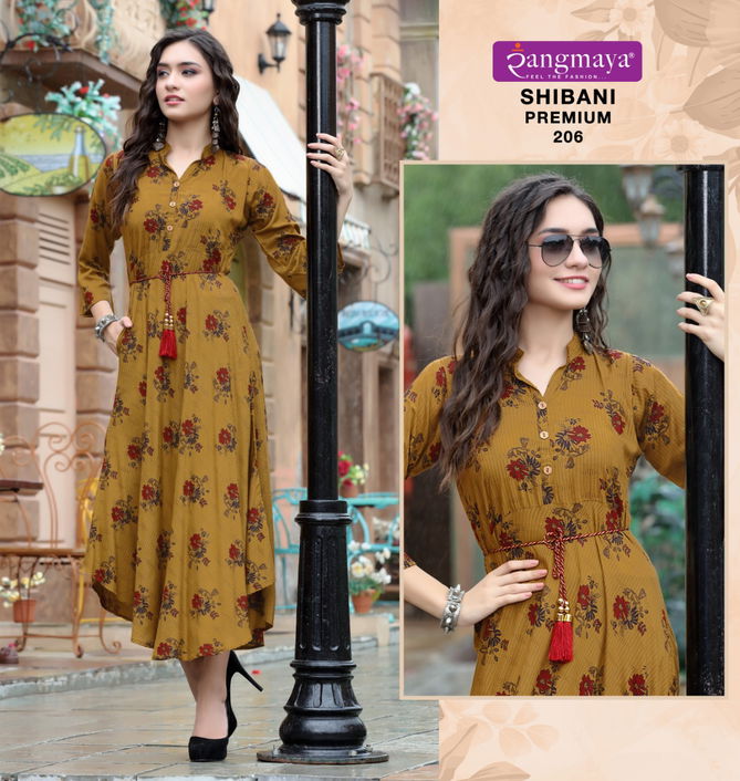 Rang Maya Shibani Premium 2 Rayon Printed Ethnic Wear Designer Fancy Long Kurti Collection
