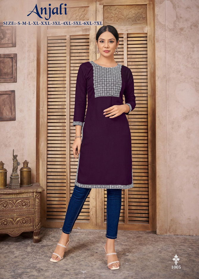 Anjali Heavy Rayon Embroidery Kurtis Catalog