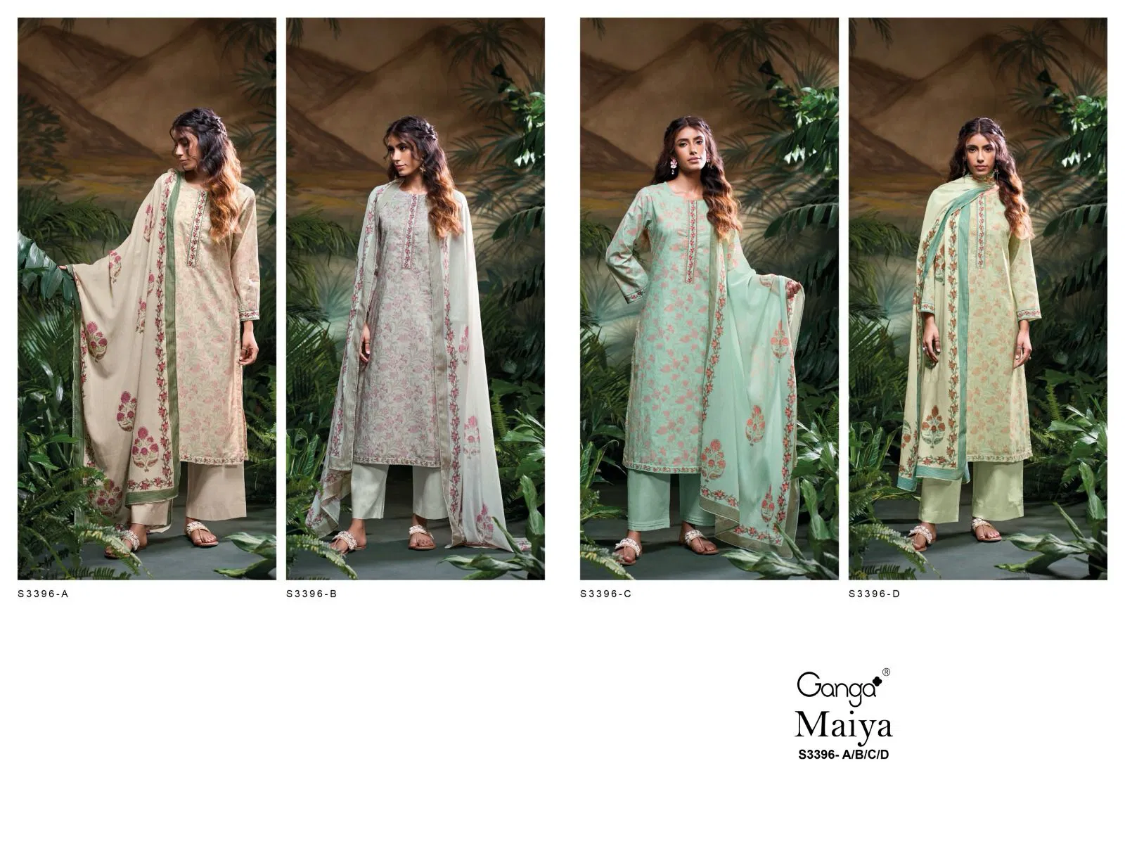 Maiya 3396 by Ganga Cotton Printed Embroidered Salwar Suit Wholesale Online