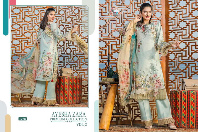 Shree Ayesha Zara Premium Collection 2 Fancy Latest Festive Wear Pure Cotton Print With Embroidery Pakistani Salwar Suits Collection
