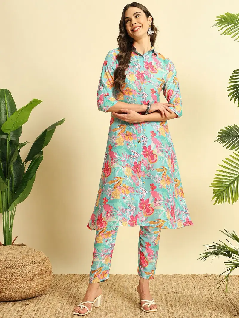 Vt Designer Cotton Printed Cord Set Kurti With Bottom Suppliers In India