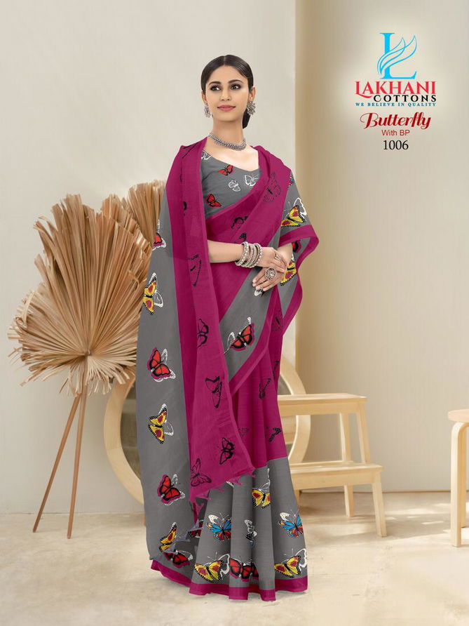 Lakhani Butterfly Pure Cotton Latest Printed Casual Wear Designer Cotton saree Collection
