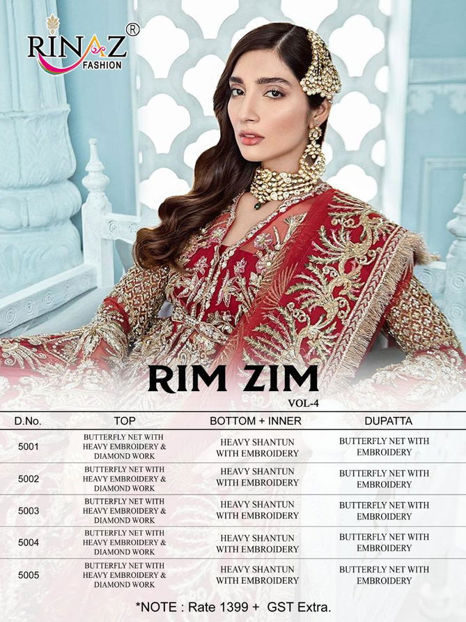 Rinaz Rim Zim 4 Heavy Wedding Wear Butterfly Net With Embroidery And Diamond Work Top With Dupatta Pakistani Salwar Suits Collection
